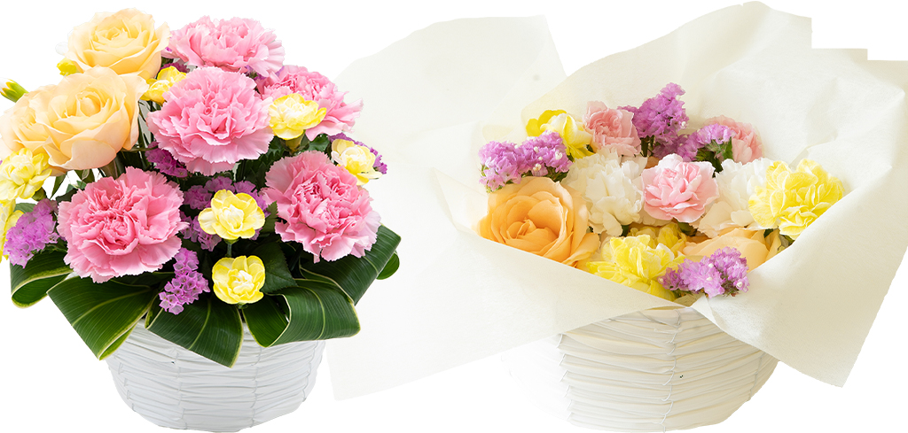 アレンジとカットされた状態のお花